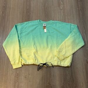 Victoria Secret PINK Gradient Green and Yellow Women's Crop Sweatshirt